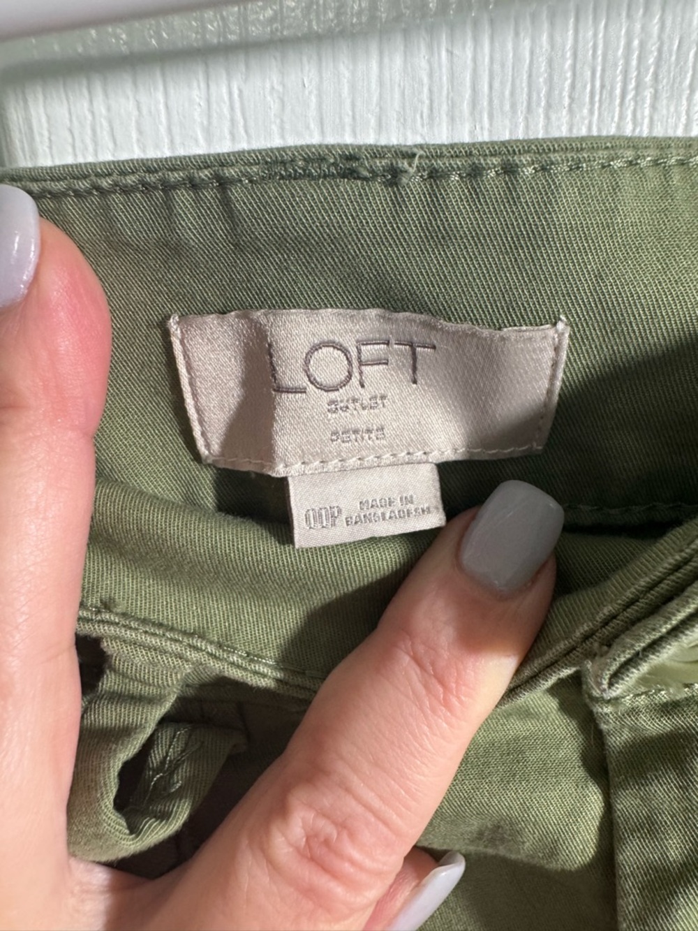 Loft Olive Green Pants With Label Detail View 4
